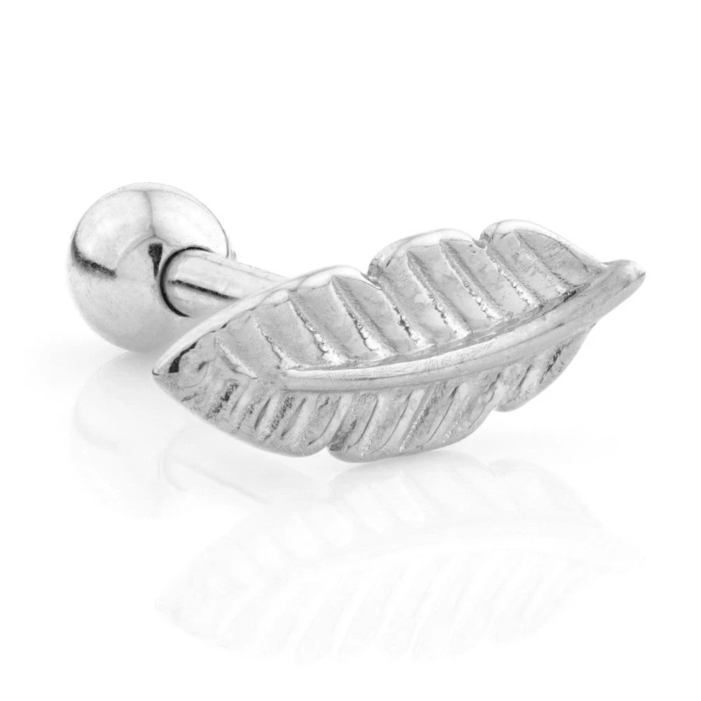 TL - 9 Carat Gold Feather Cartilage Bar - 1.2mm - Image 2