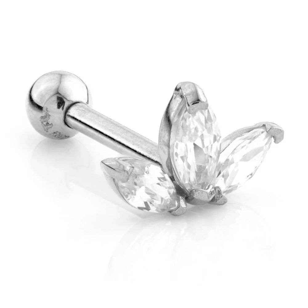 TL 9 Carat Gold Jewelled Fleur-de-lis Cartilage Bar - Image 2