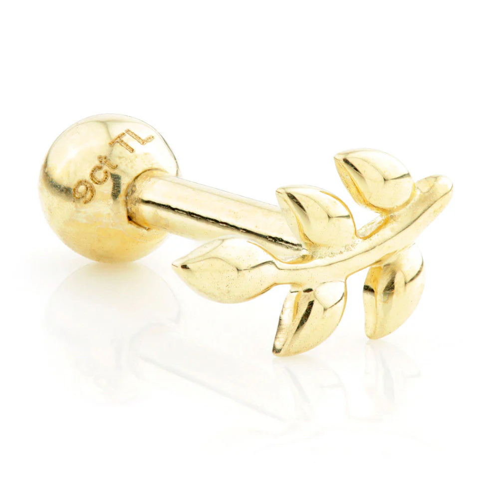 TL - 9 Carat Gold Leaf Cartilage Bar - 1.2mm