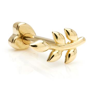 TL - 9ct Gold Fixed Leaf with Screw on Heart Back - Image 3
