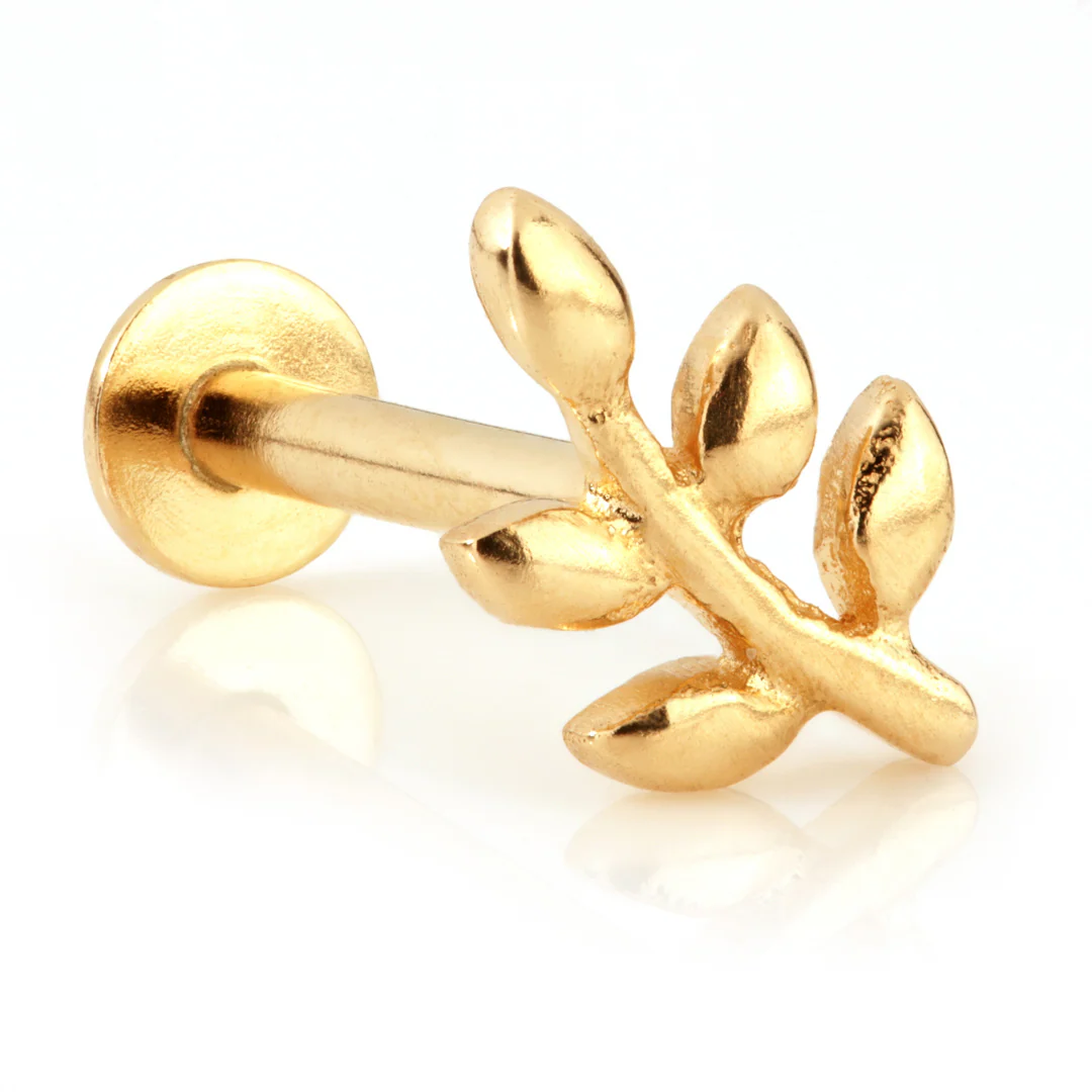 TL - 9ct Gold Leaf Internal Labret