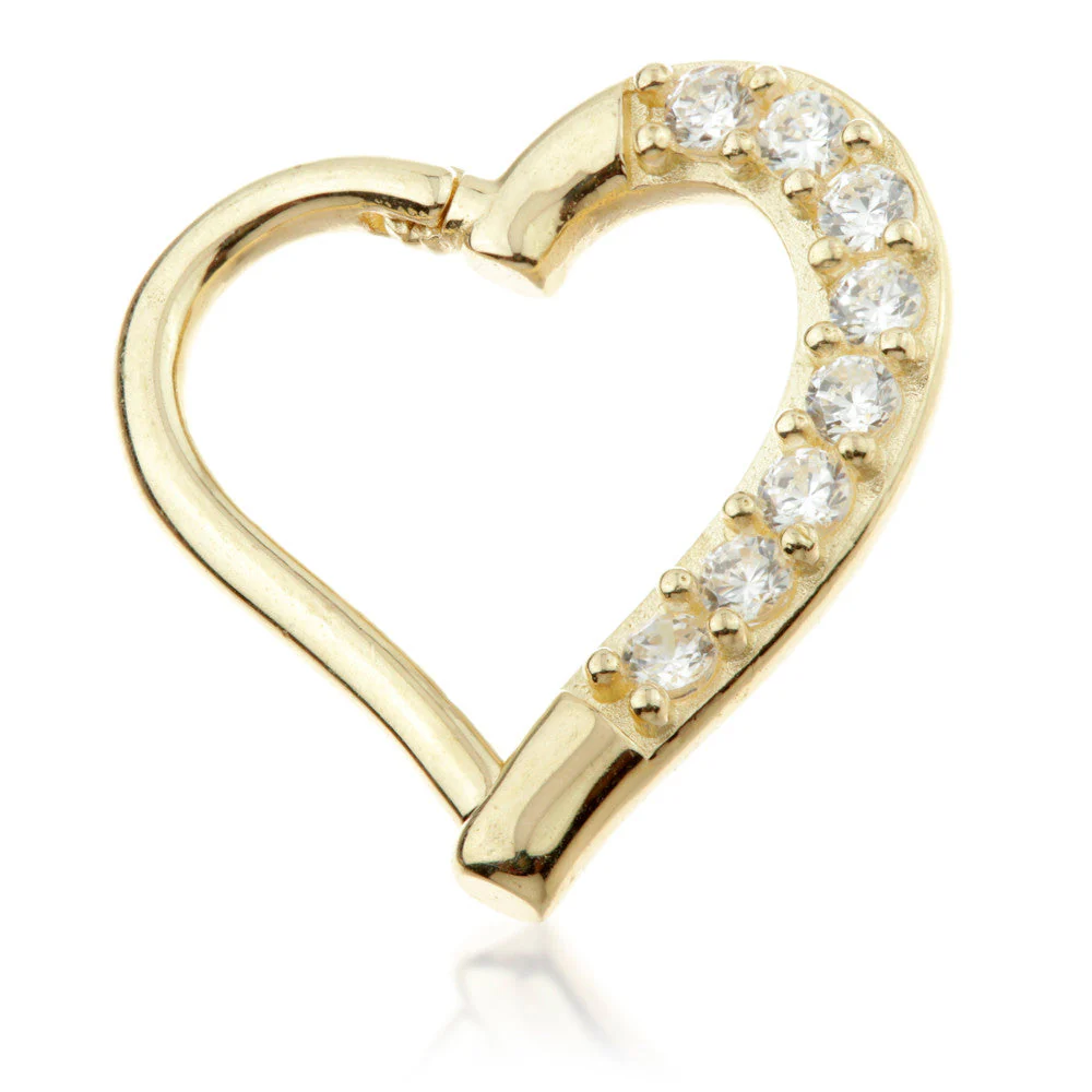 TL - 9K Gold Pave Gem Hinge Heart Ring - Image 3