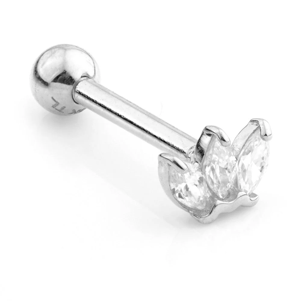 TL - 9K Gold Triple Marquise Gem Cartilage Bar - Image 2