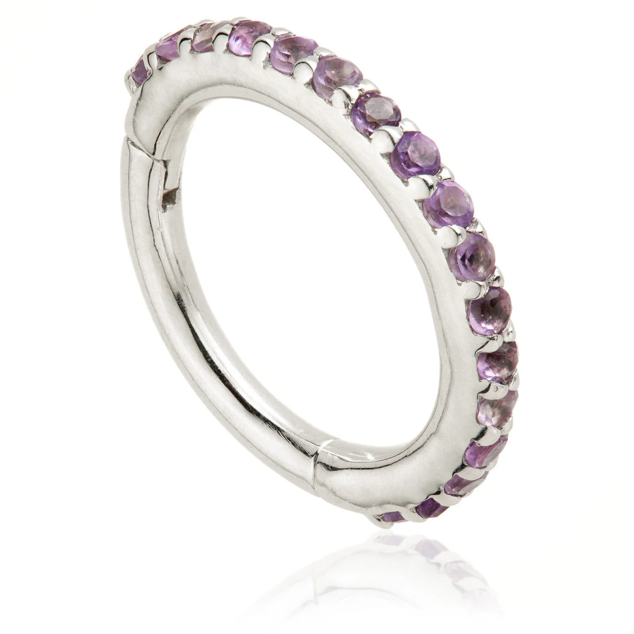 TL - Gold Amethyst Pave Eternity Hinge Ring - Image 2