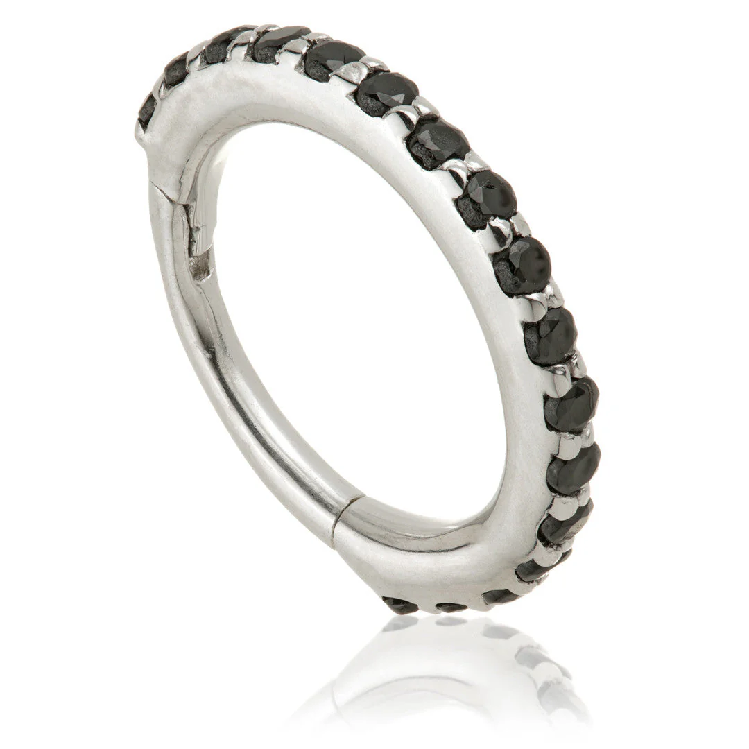 TL - Gold Black Spinel Pave Eternity Hinge Ring - Image 2