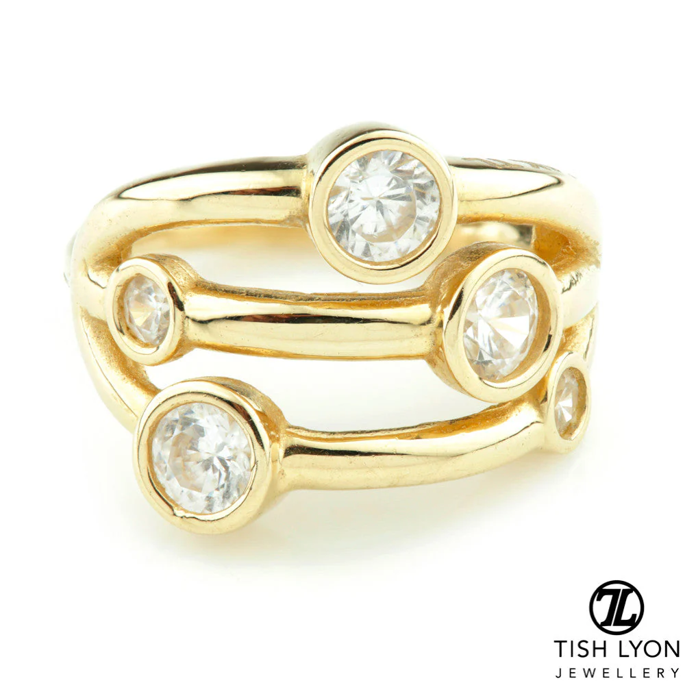 TL - Gold CZ Banded Hinge Ring - Image 2