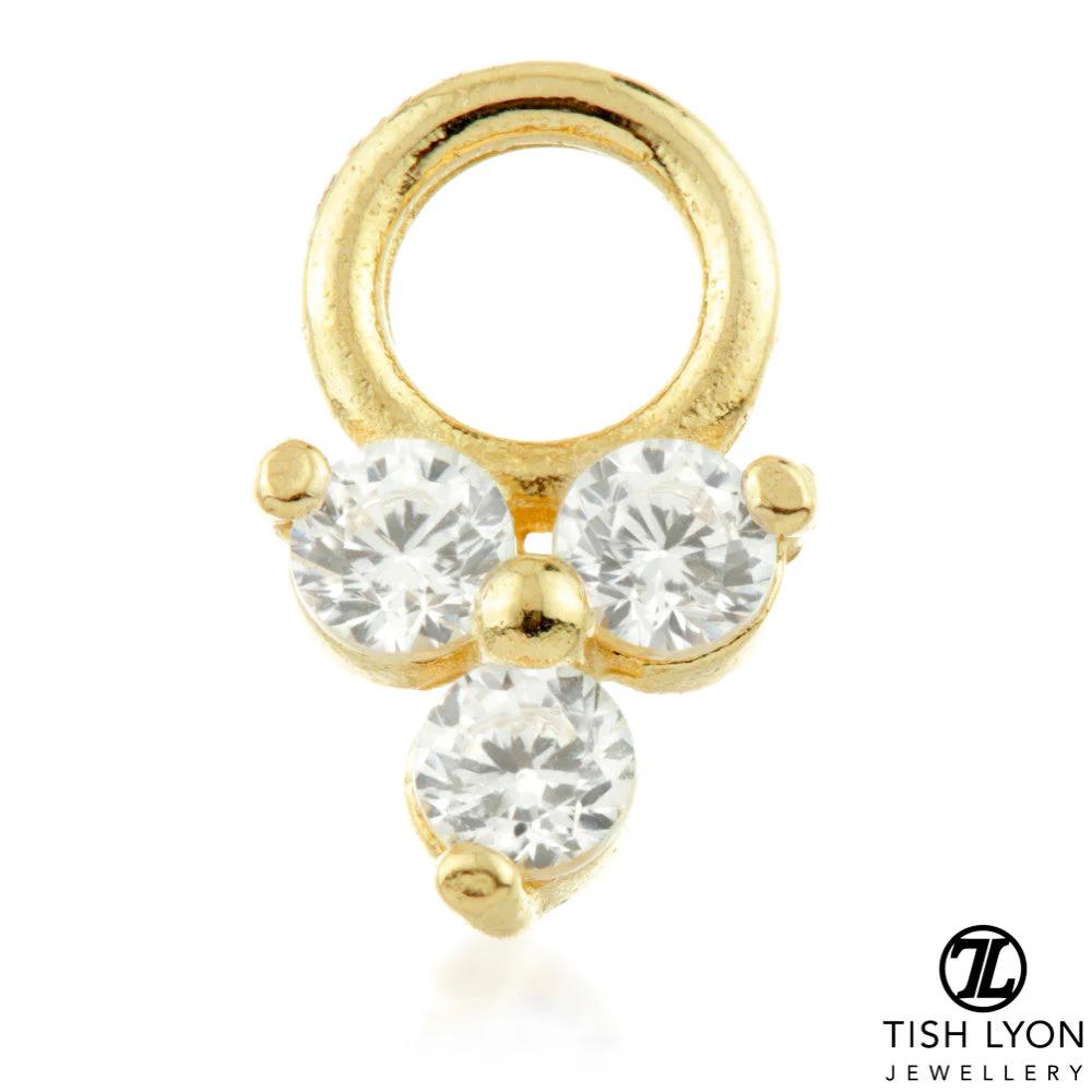 TL - Gold Diamond Trinity Charm for Hinge Segment Ring