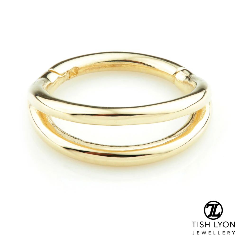 TL - Gold Double Band 8mm Hinge Ring - Image 2