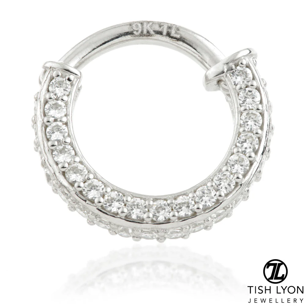 TL - Gold Double Sided Pave Gem Hinge Ring - Image 3