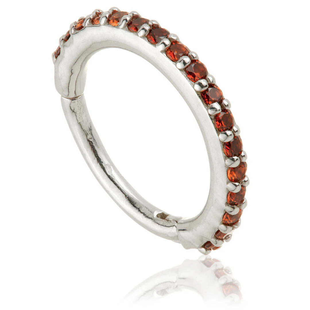 TL - Gold Garnet Pave Eternity Hinge Ring - Image 2