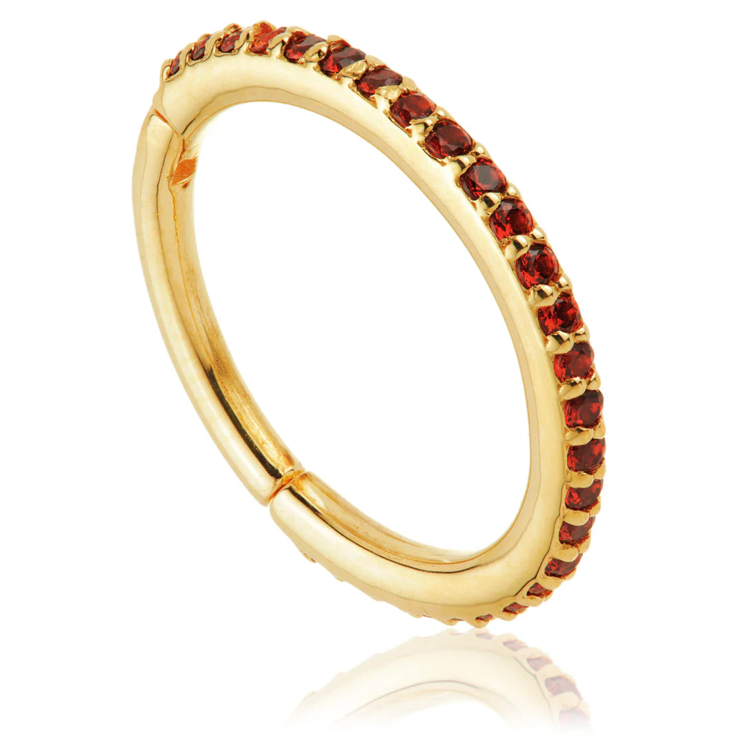 TL - Gold Garnet Pave Eternity Hinge Ring - Image 3