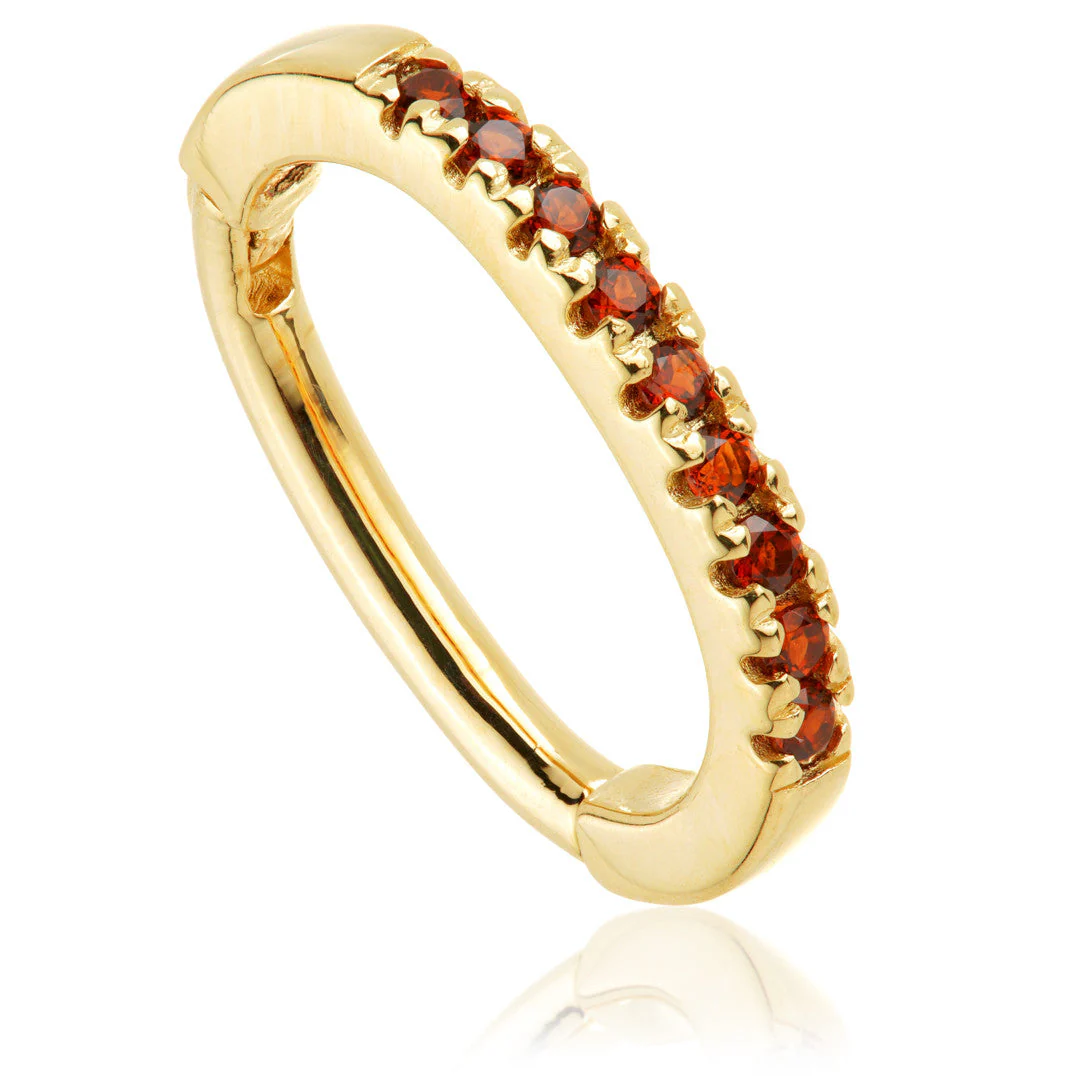 TL - Gold Garnet Pavé Oval Rook Ring - Image 2