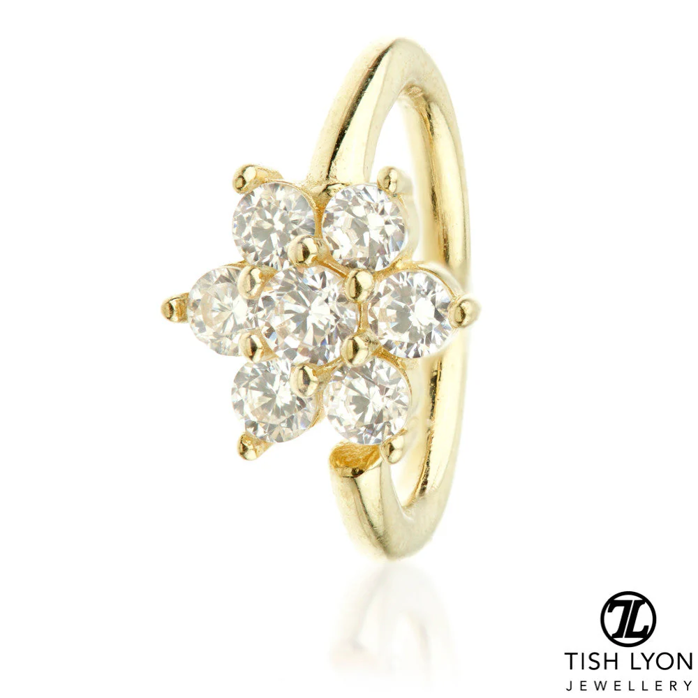 TL - Gold Gem Flower Twist Ring - Image 2