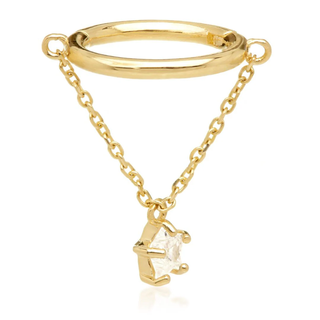 TL - Gold Hinged Ring with Hanging Jewelled Star - Image 2