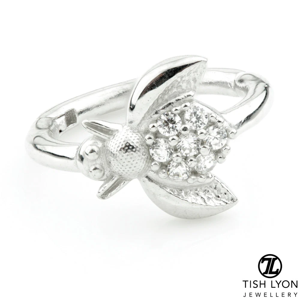 TL - Gold Jewelled Bee Hinge Segment Ring - Image 2