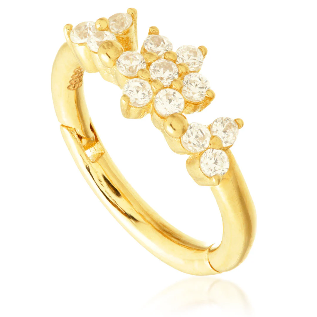 TL - Gold Jewelled Flower With Double Trinity Hinge Ring - Image 2