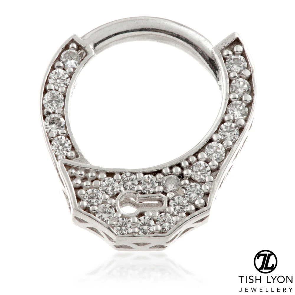 TL - Gold Jewelled Handcuff Hinge Ring