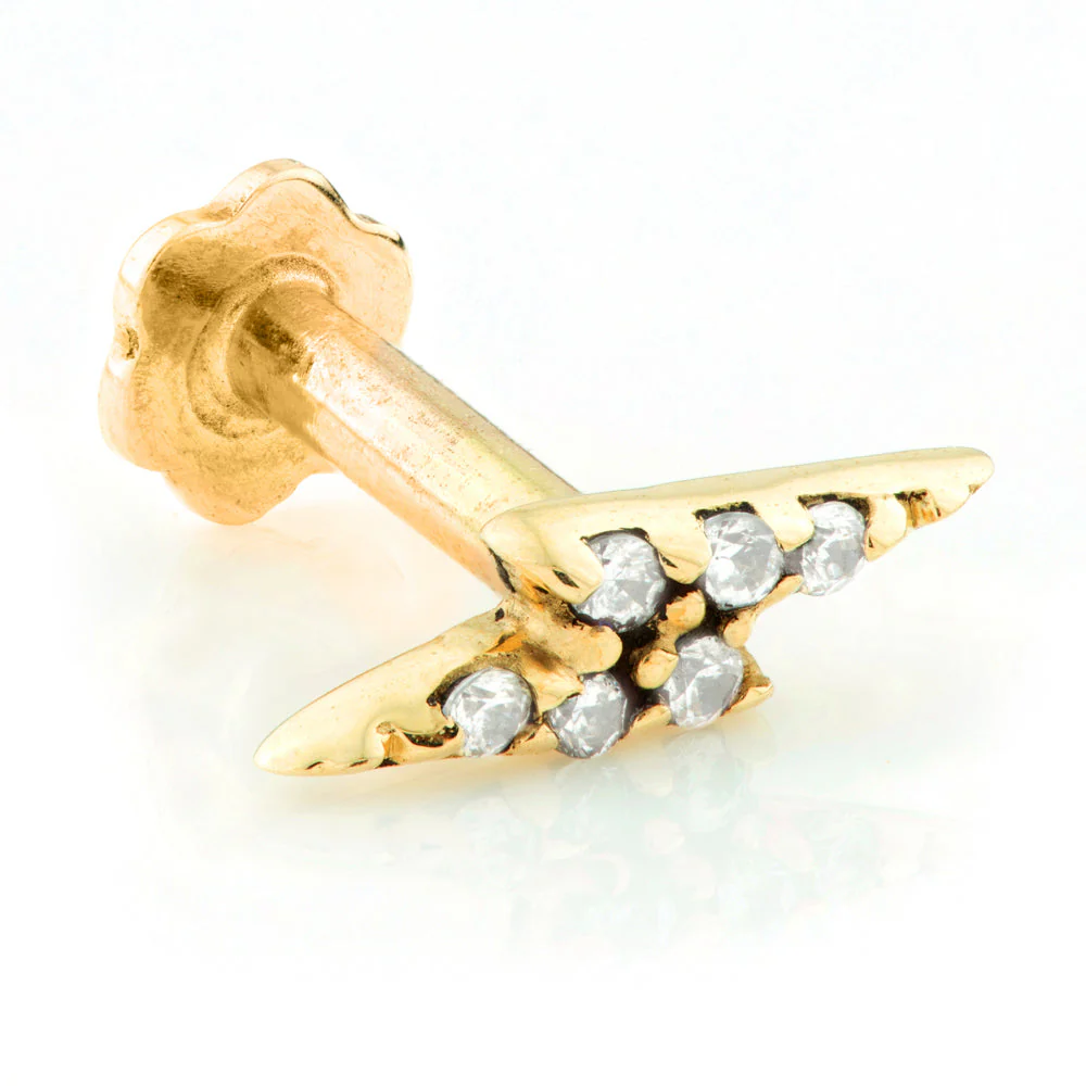 TL - Gold Jewelled Lightning Bolt Internal Labret 1.2mm - Image 2