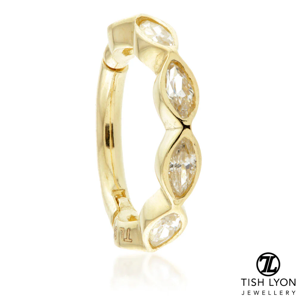 TL - Gold Jewelled Marquise Hinge Ring - Image 2