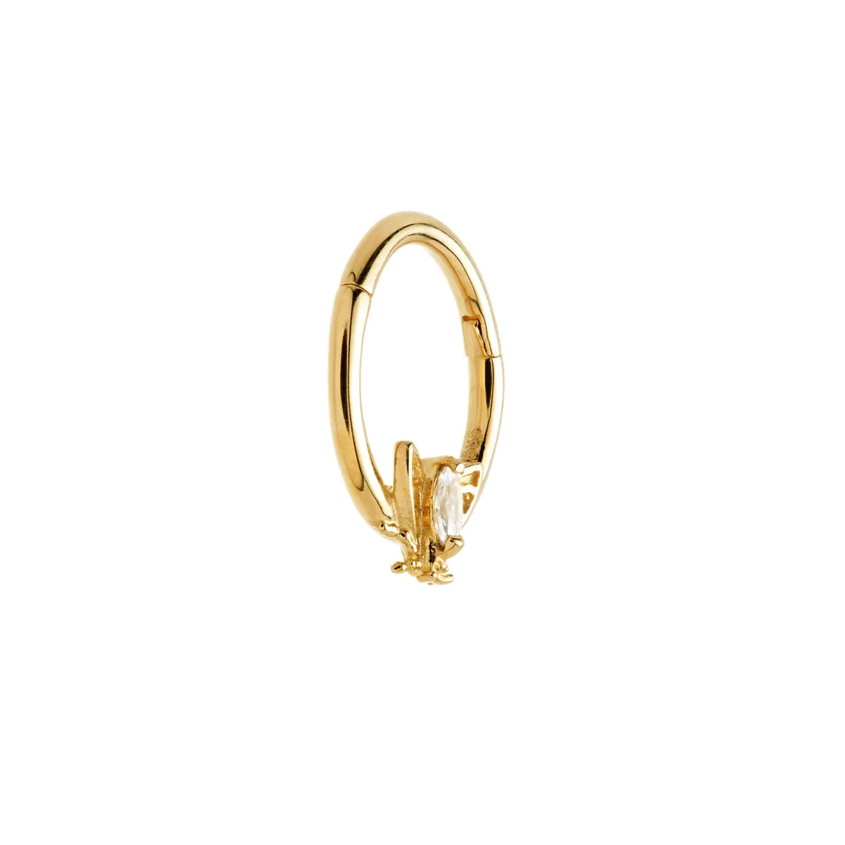 TL - Gold Jewelled Moth Daith Septum Ring - Image 3