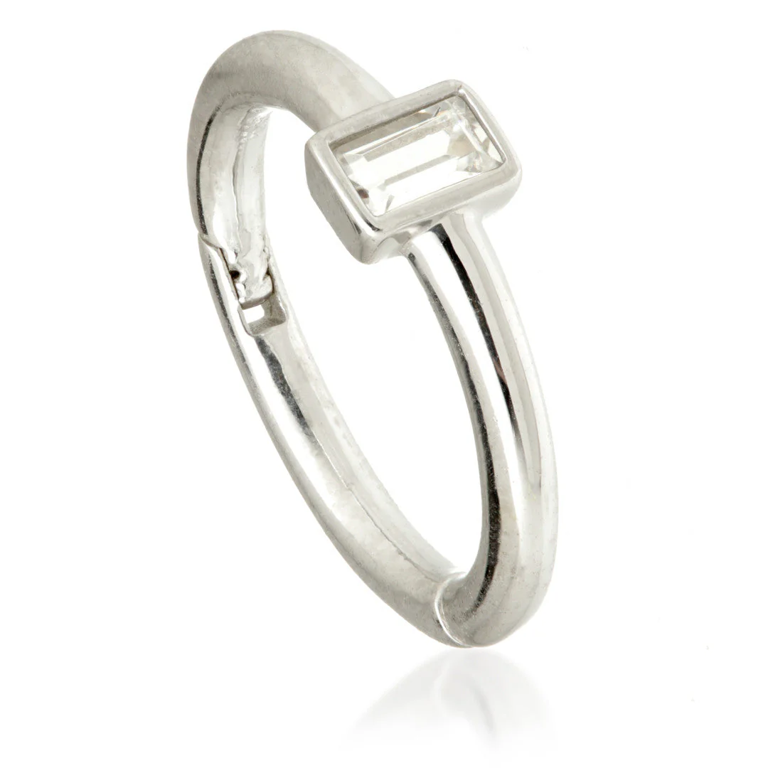 TL - Gold Jewelled Rectangular Cut Hinge Ring - Image 2