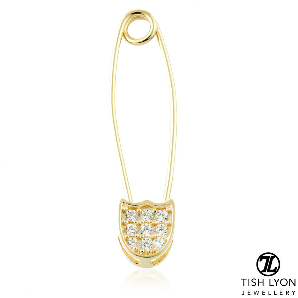 TL - Gold Jewelled Safety Pin - Image 2
