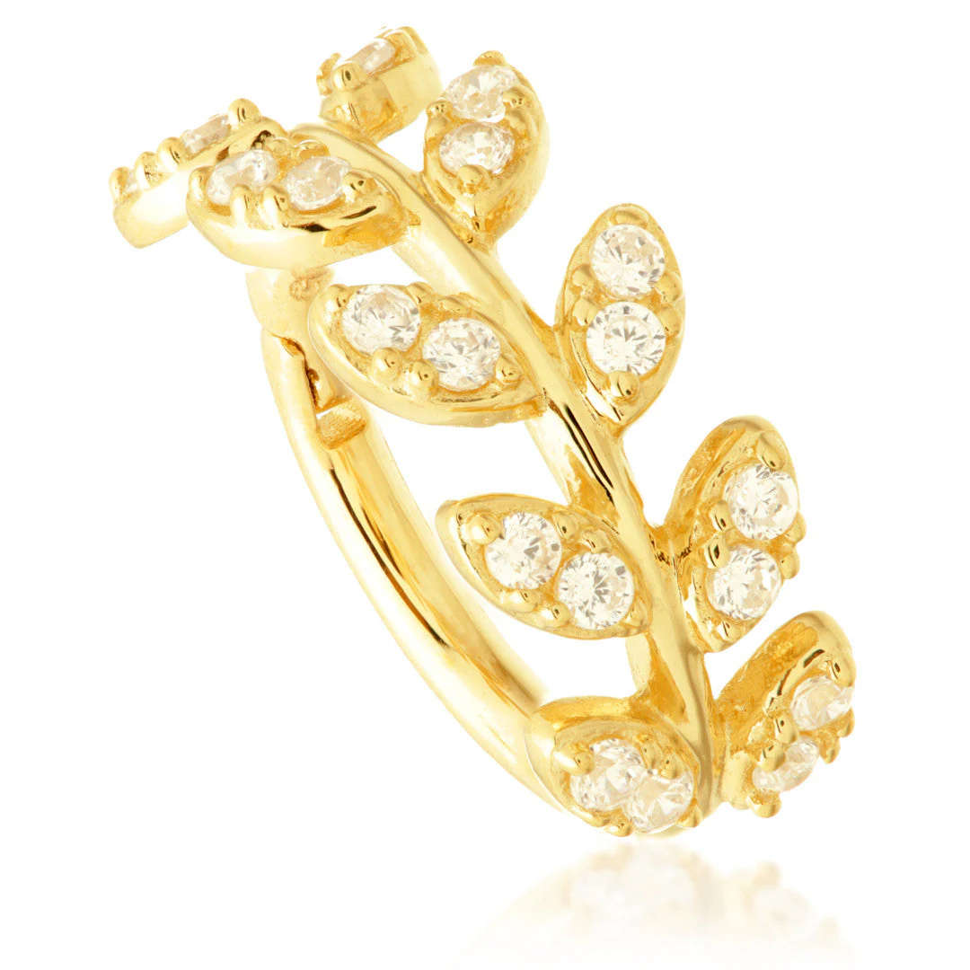 TL - Gold Jewelled Vine Leaf Hinge Ring - Image 2