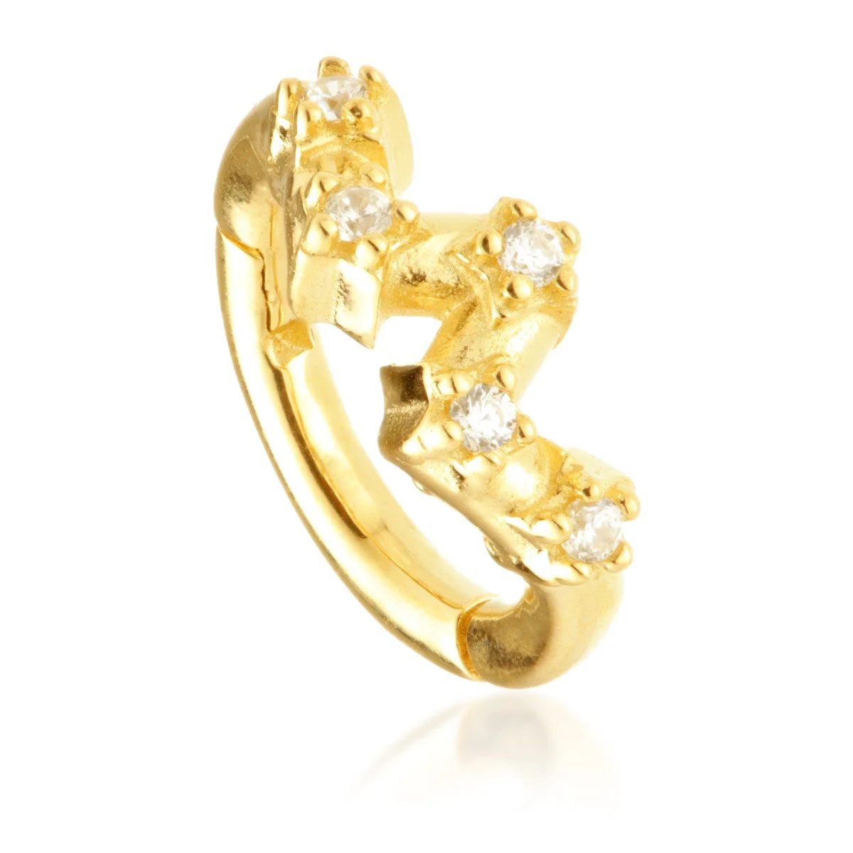 TL - Gold Jewelled Zig-Zag Hinge Segment Ring - Image 2