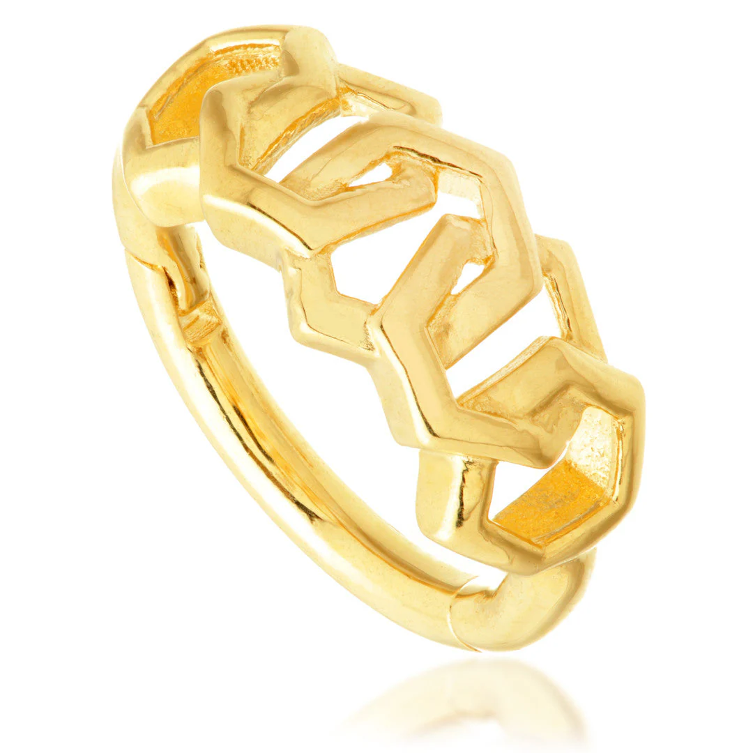 TL - Gold Linked Open Hexagon Hinge Ring - Image 2