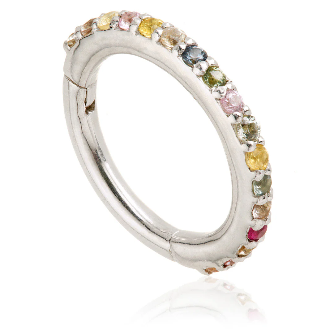 TL - Gold Multi Sapphire Pave Eternity Hinge Ring - Image 2