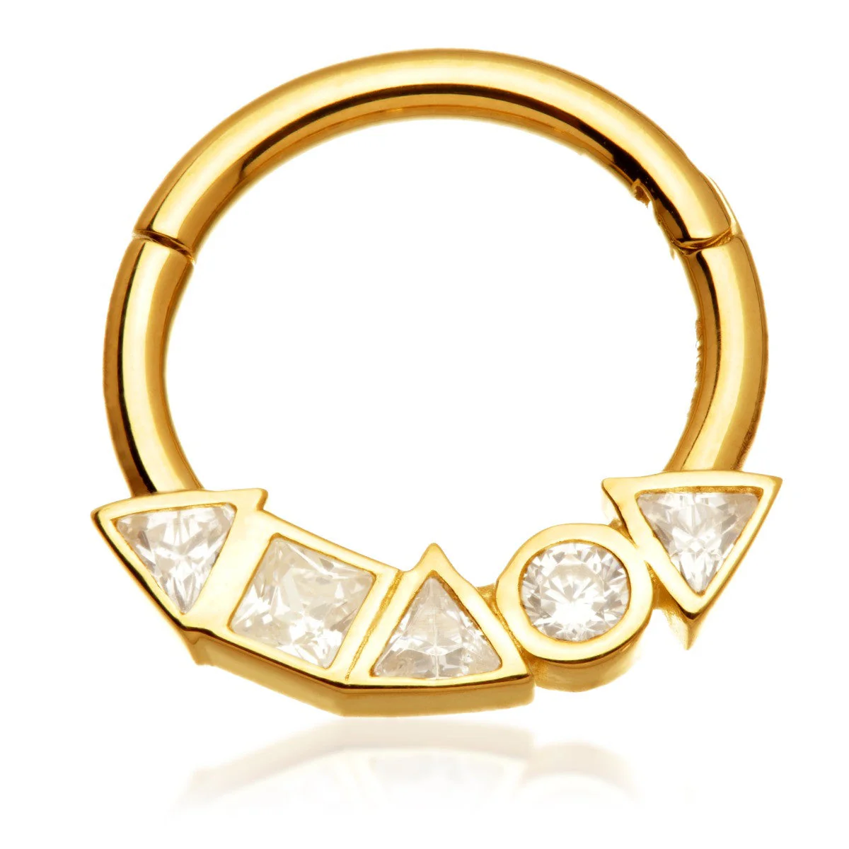TL - Gold Multi Shaped Jewelled Daith Septum Ring - Image 2