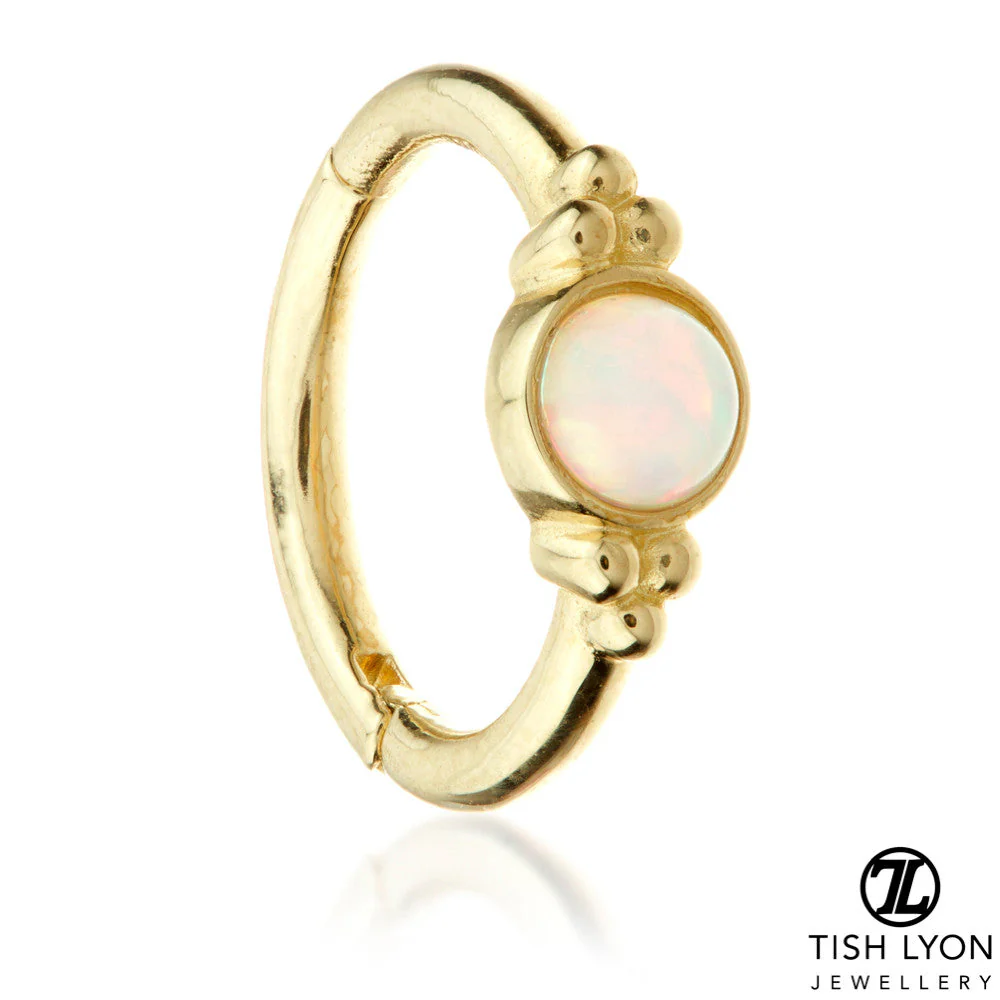 TL - Gold Opal Tri-Dot Hinge Ring - Image 2