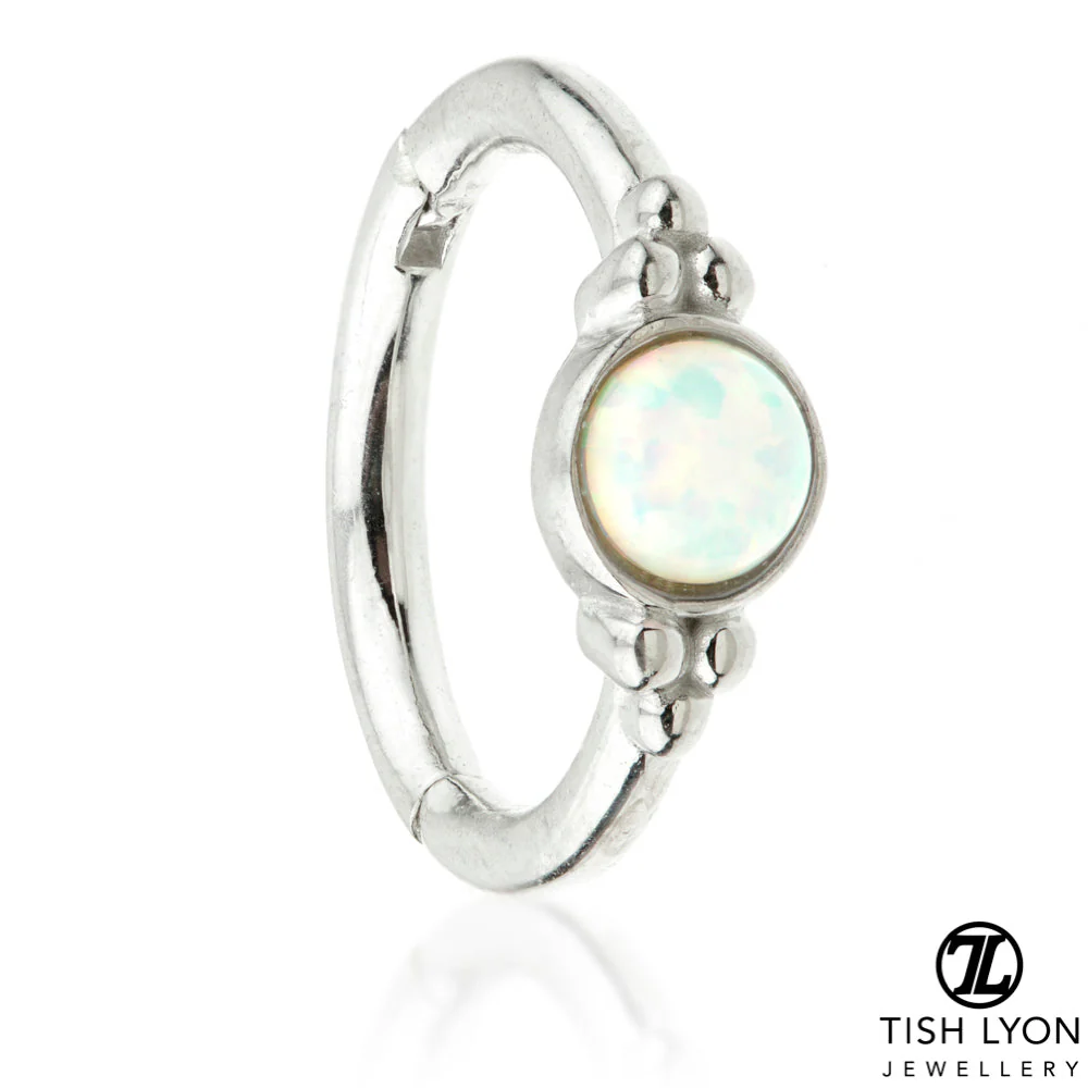 TL - Gold Opal Tri-Dot Hinge Ring - Image 3