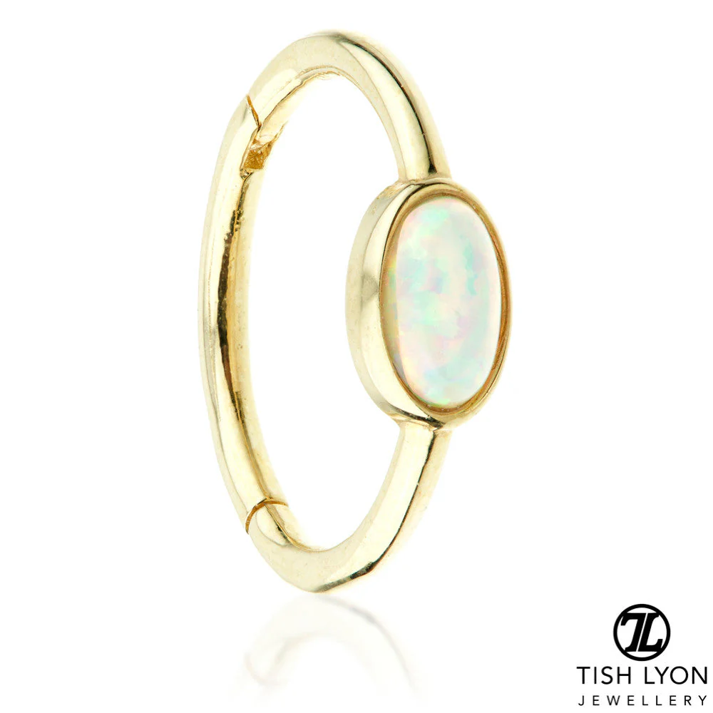 TL - Gold Oval Opal Hinge Ring - Image 2