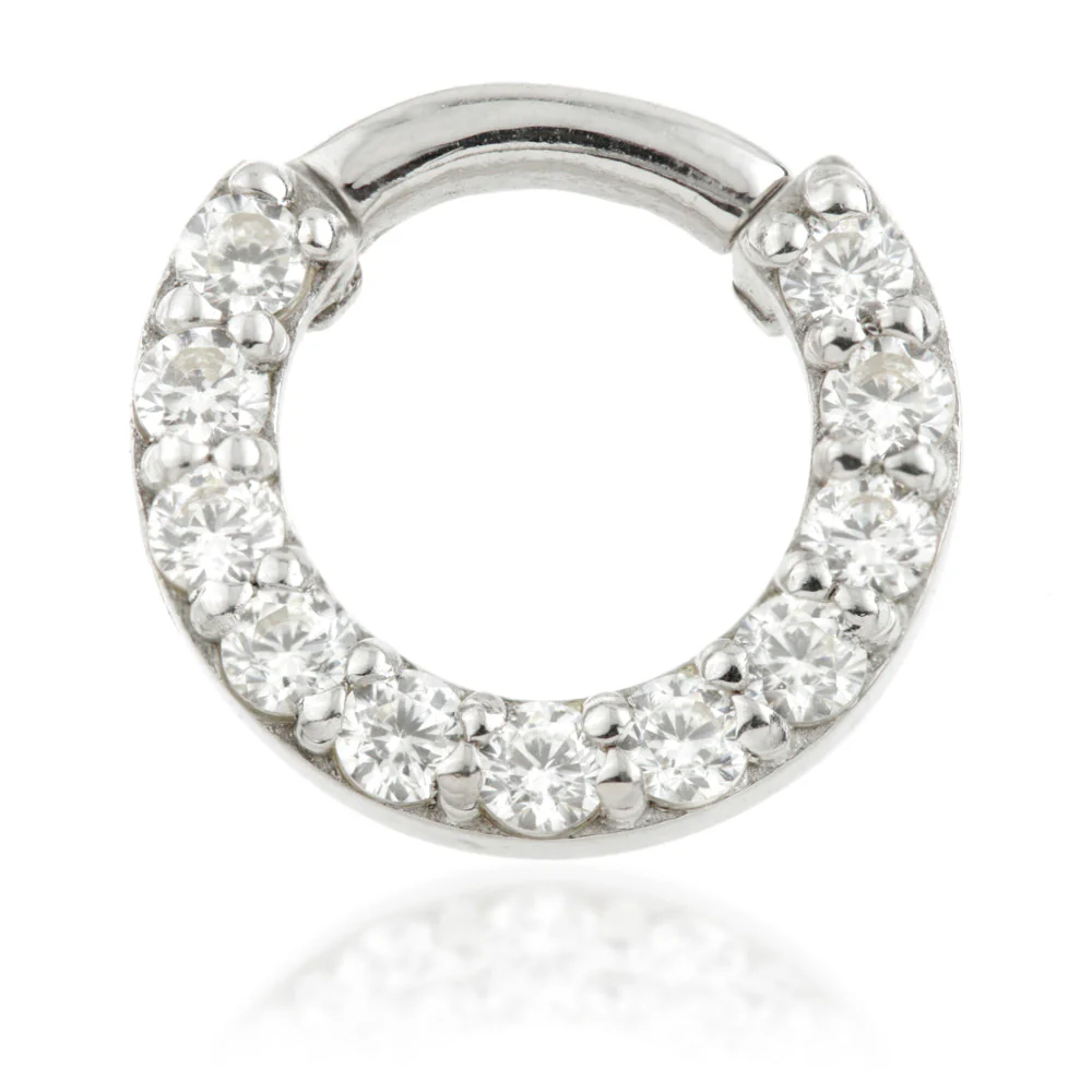TL - Gold Pavé Gem Covered Daith Septum Ring - Image 3