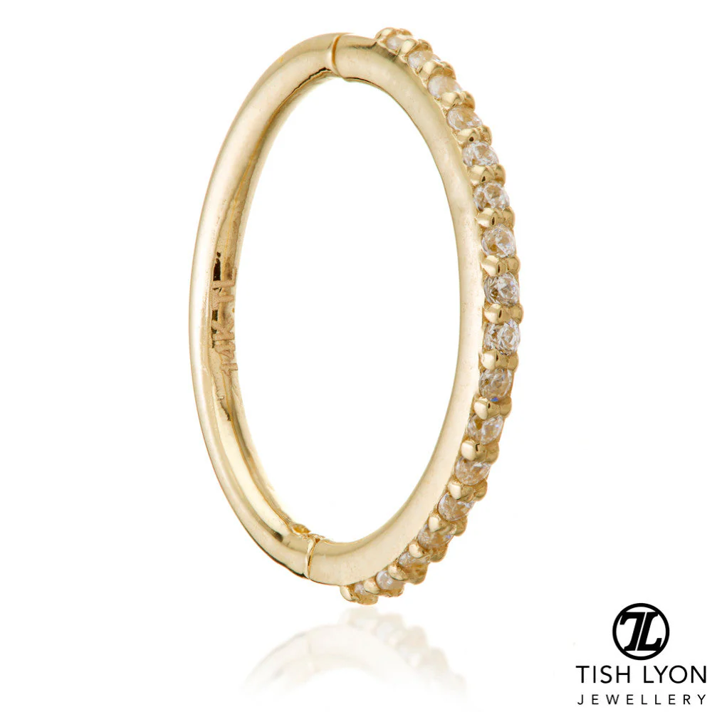 TL - Gold Pave Gem Eternity Hinge Conch Ring - Image 2