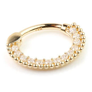 TL - Gold Pave Gems Daith Septum Ring - Image 2