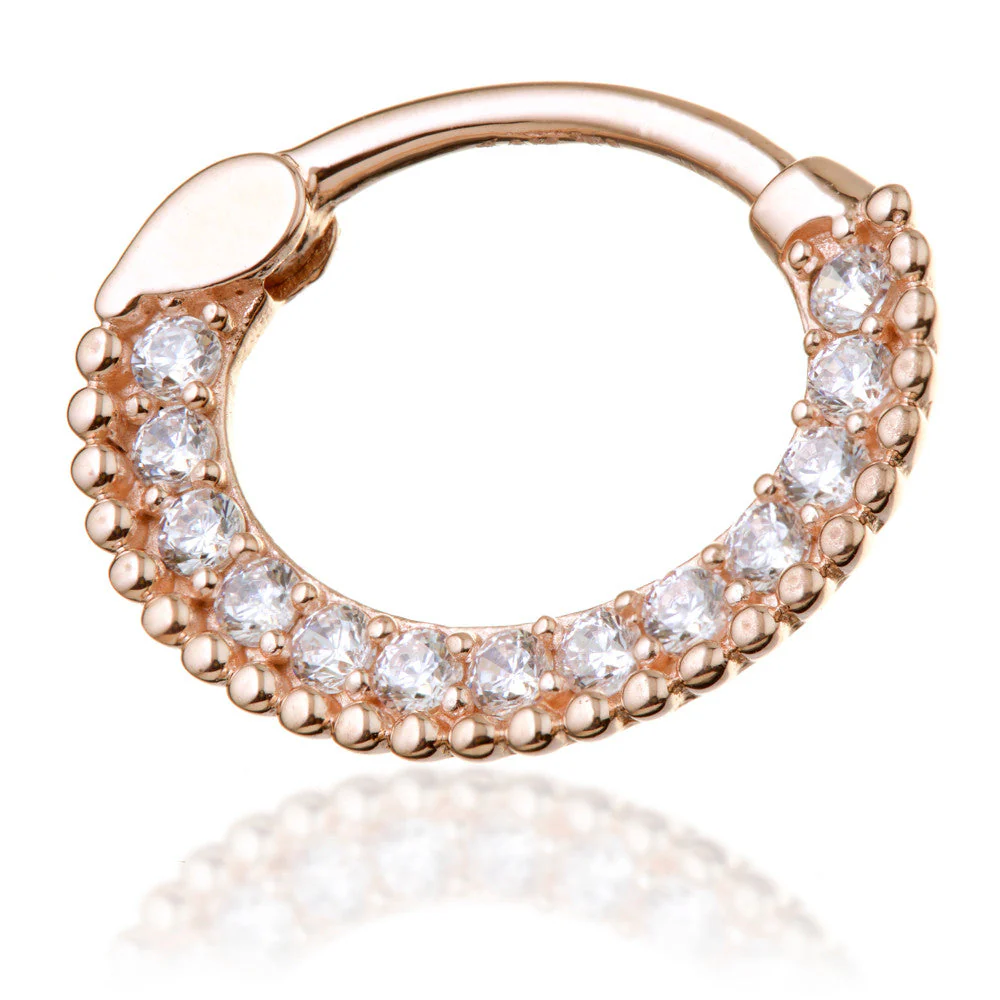 TL - Gold Pave Gems Daith Septum Ring - Image 3