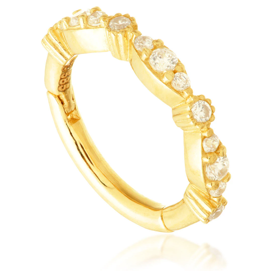 TL - Gold Prong Jewelled Marquise Hinge Ring - Image 2