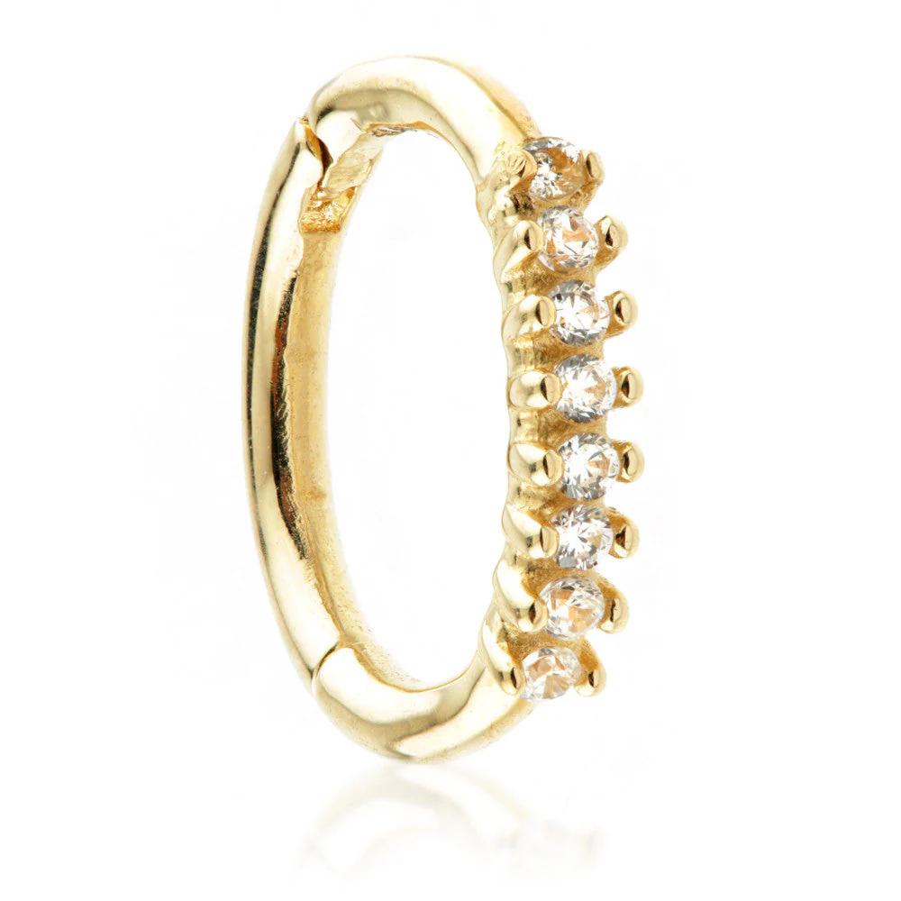 TL - Gold Prong Set CZ Hinge Ring - Image 2