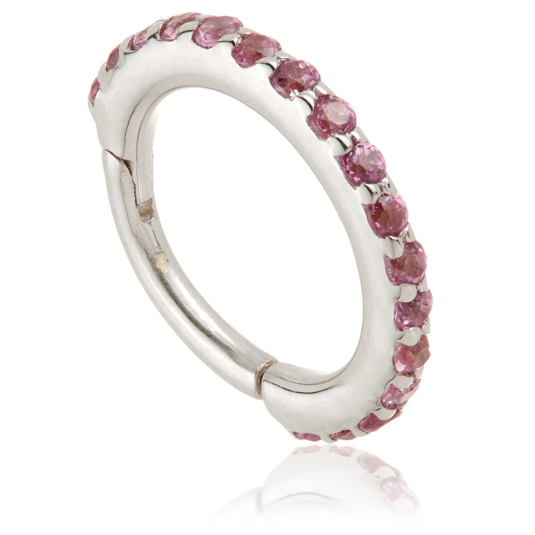 TL - Gold Rhodolite Pave Eternity Hinge Ring - Image 2