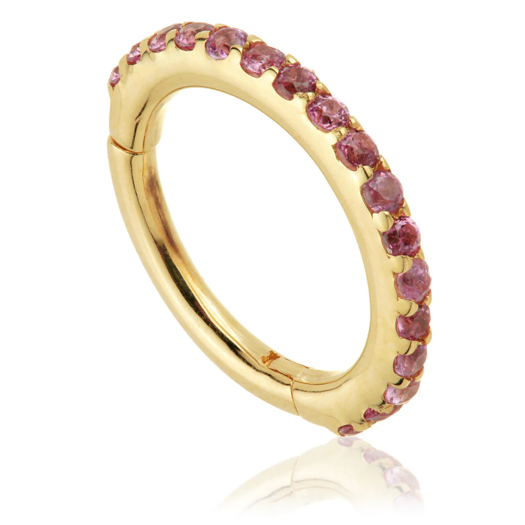 TL - Gold Rhodolite Pave Eternity Hinge Ring - Image 3