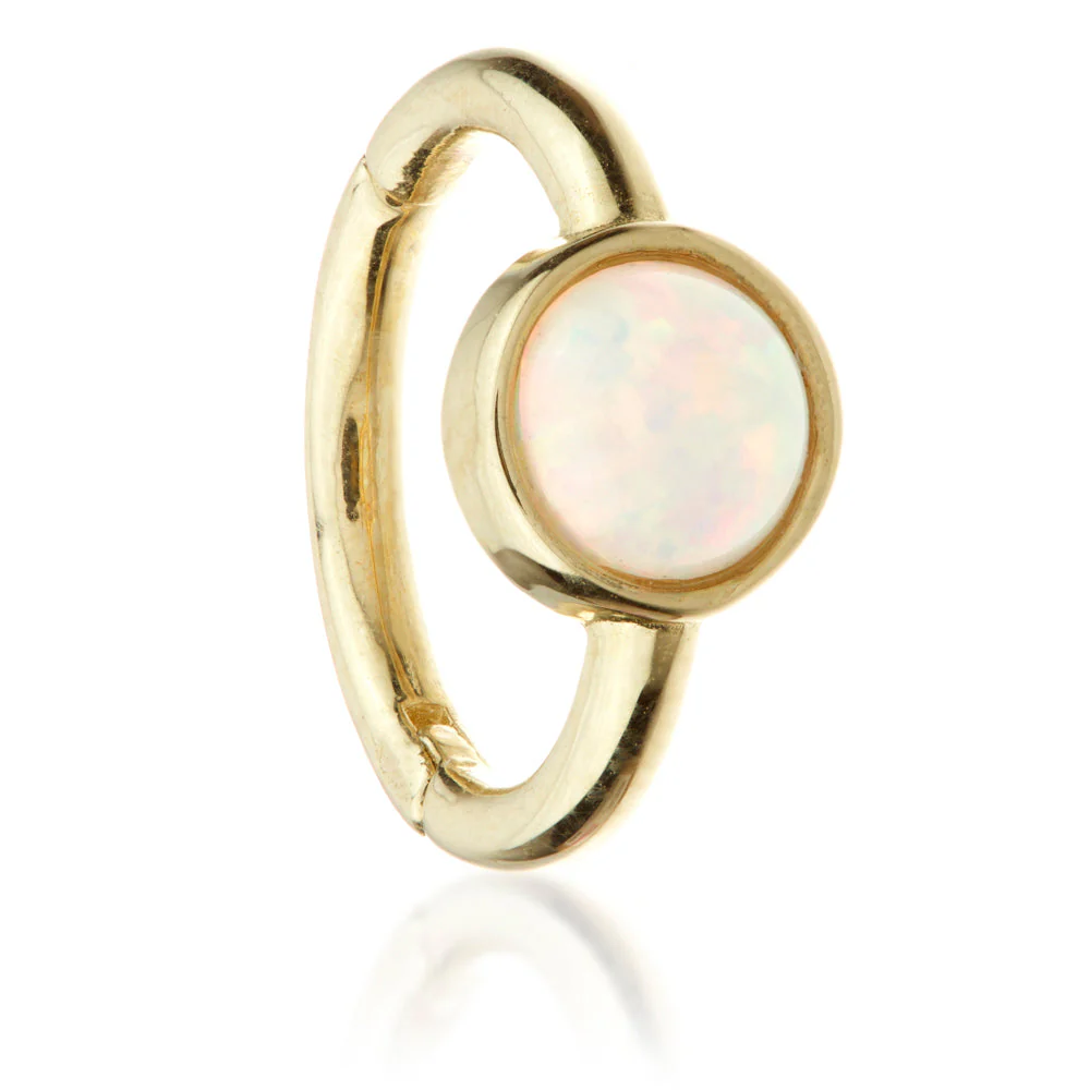 TL - Gold Round Opal Hinge Ring - Image 2