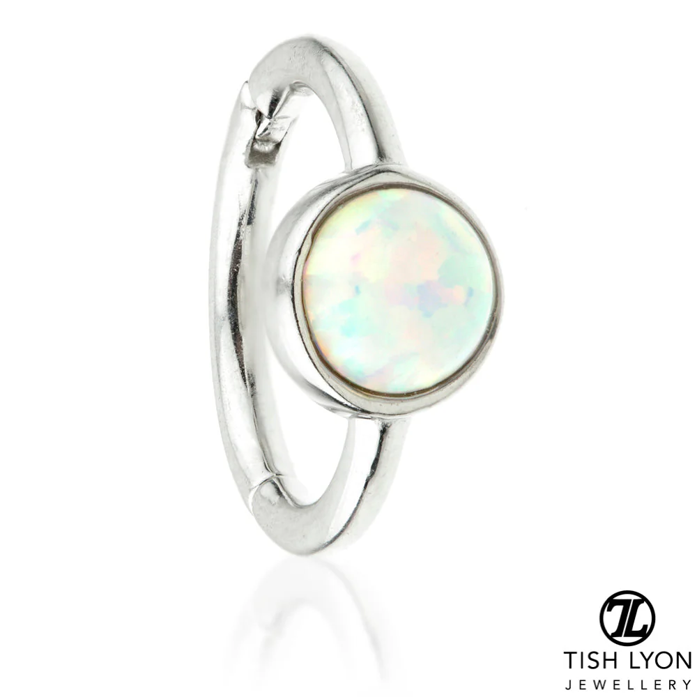 TL - Gold Round Opal Hinge Ring - Image 3