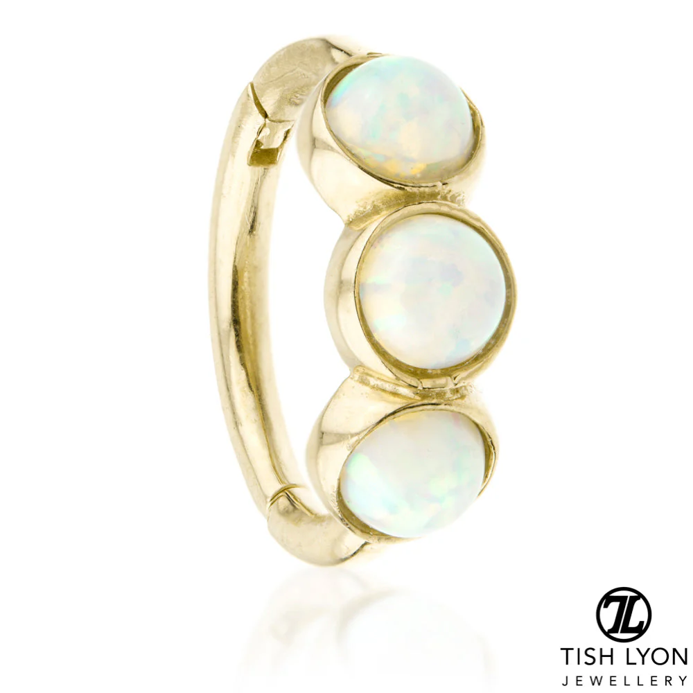 TL - Gold Triple Opal Hinge Ring - Image 3
