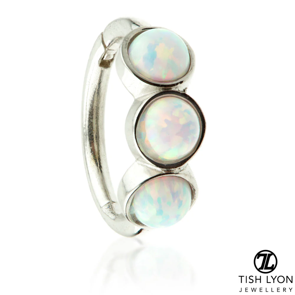 TL - Gold Triple Opal Hinge Ring - Image 4