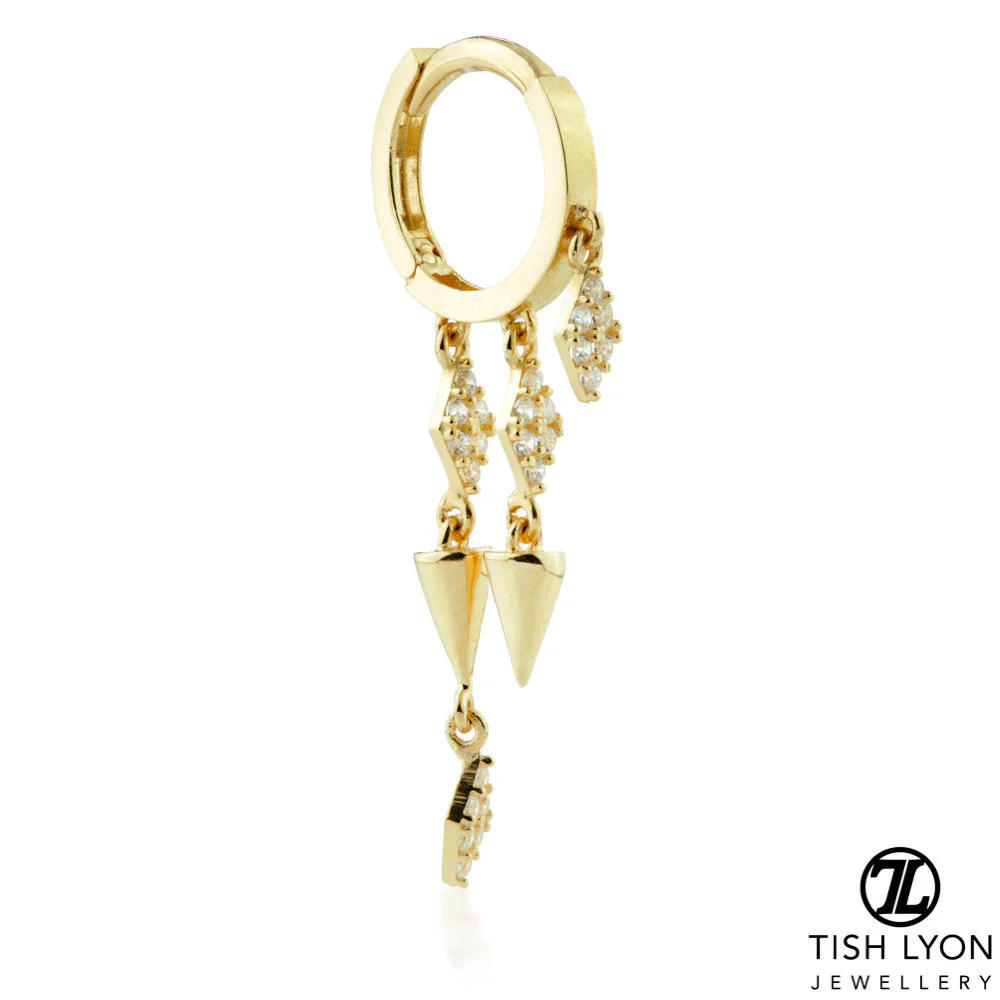TL - Gold Triple Spiked Chain Hinge Ring - Image 2