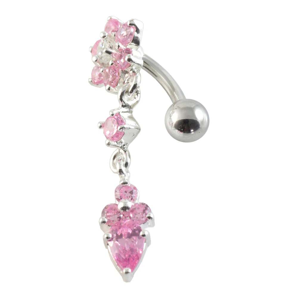 Top Drop Flower Cluster Silver & Steel Navel - Image 2