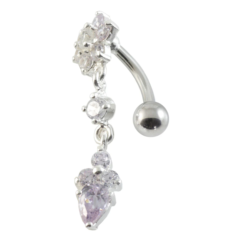 Top Drop Flower Cluster Silver & Steel Navel - Image 3