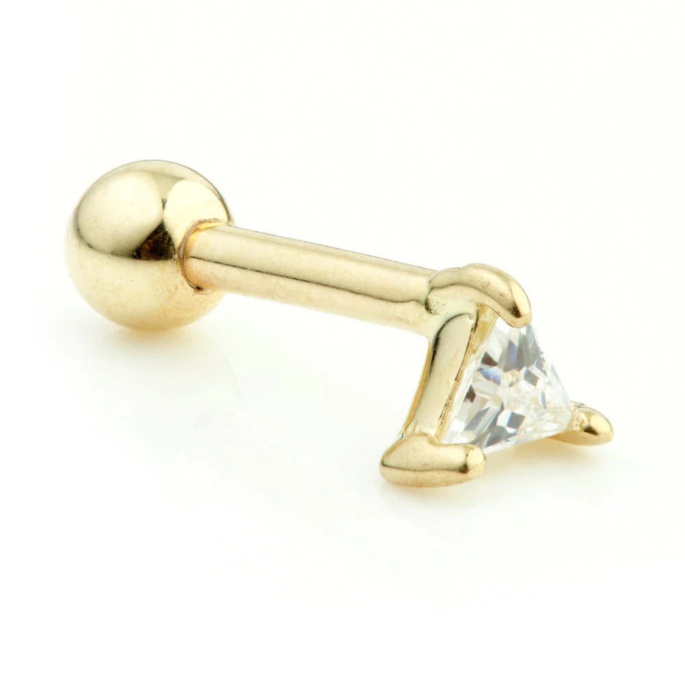 Triangle Gem 9 Carat Gold Cartilage Barbell Earring - Image 2